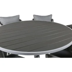 Ruokailuryhmä Venture Home, ø140cm, harmaa/valkoinen Parma-pöytä + 6 harmaa/valkoista Virya-tuolia