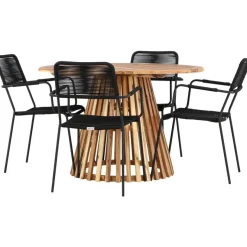 Ruokailuryhmä Venture Home, ø120cm Lumpur-pöytä + 4 Lindos-tuolia, käsinojilla