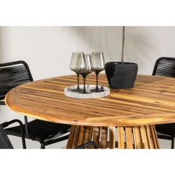 Ruokailuryhmä Venture Home, ø120cm Lumpur-pöytä + 4 Lindos-tuolia, käsinojilla