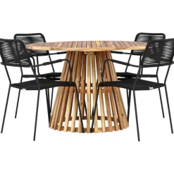 Ruokailuryhmä Venture Home, ø120cm Lumpur-pöytä + 4 Lindos-tuolia, käsinojilla