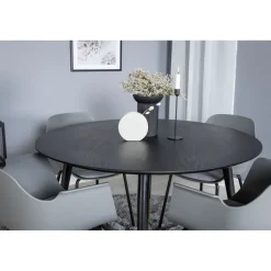 Ruokailuryhmä Venture Home, ⌀115cm musta Dipp-ruokapöytä + 4 harmaata Comfort-tuolia