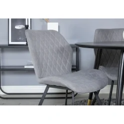 Ruokailuryhmä Venture Home, ⌀115cm musta Dipp-ruokapöytä + 4 harmaata Gemma-tuolia