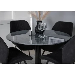 Ruokailuryhmä Venture Home, ø106cm musta Estelle-pöytä + 4 mustaa Gemma-tuolia