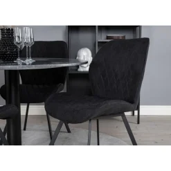 Ruokailuryhmä Venture Home, ø106cm musta Estelle-pöytä + 4 mustaa Gemma-tuolia