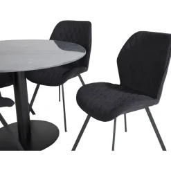 Ruokailuryhmä Venture Home, ø106cm musta Estelle-pöytä + 4 mustaa Gemma-tuolia