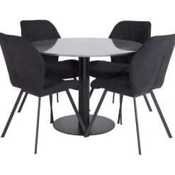 Ruokailuryhmä Venture Home, ø106cm musta Estelle-pöytä + 4 mustaa Gemma-tuolia