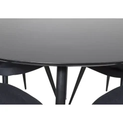 Ruokailuryhmä Venture Home, ⌀100cm musta Silar-pöytä + 4 mustaa Velvet-tuolia