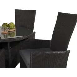 Ruokailuryhmä Venture Home, ø90cm musta Volta-pöytä + 4 mustaa Padova-säätötuolia