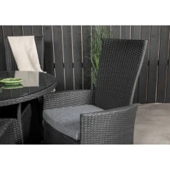 Ruokailuryhmä Venture Home, ø90cm musta Volta-pöytä + 4 mustaa Padova-säätötuolia