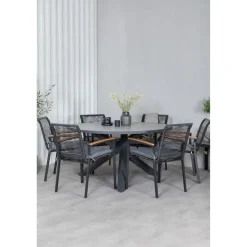 Ruokailuryhmä Venture Home, ø140cm Parma-pöytä + 6 Dallas-tuolia