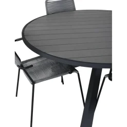 Ruokailuryhmä Venture Home, ø140cm Parma-pöytä + 4 harmaata Lindos-tuolia