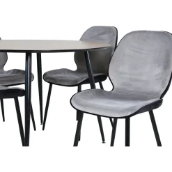 Ruokailuryhmä Venture Home, ⌀100cm Silar-pöytä + 4 harmaata Emma-tuolia