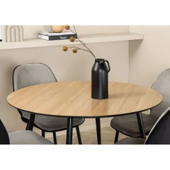 Ruokailuryhmä Venture Home, ⌀100cm Silar-pöytä + 4 harmaata Emma-tuolia