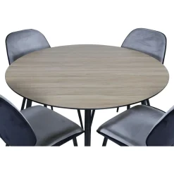 Ruokailuryhmä Venture Home, ⌀100cm Silar-pöytä + 4 harmaata Emma-tuolia