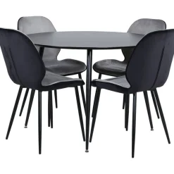Ruokailuryhmä Venture Home, ⌀100cm Silar-pöytä + 4 harmaata Emma-tuolia