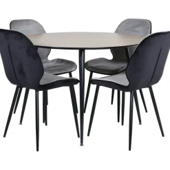 Ruokailuryhmä Venture Home, ⌀100cm Silar-pöytä + 4 harmaata Emma-tuolia