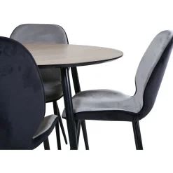 Ruokailuryhmä Venture Home, ⌀100cm Silar-pöytä + 4 harmaata Emma-tuolia