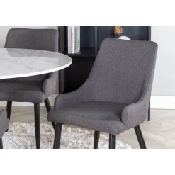Ruokailuryhmä Venture Home, ⌀106cm valkoinen Estelle-pöytä + 4 harmaata Plaza-tuolia