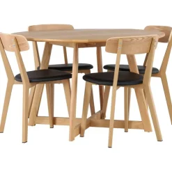 Ruokailuryhmä Venture Home, ⌀120cm Yakidon-pöytä + 4 Sanjos-tuolia