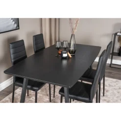 Ruokailuryhmä Venture Home, jatkettava Inca-pöytä + 4 Slim High-tuolia, keinonahka