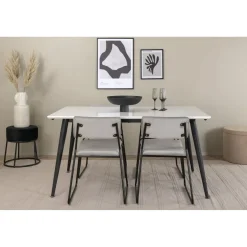 Ruokailuryhmä Venture Home, jatkettava Jimmy-pöytä + 4 Kenth-tuolia, sametti