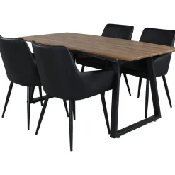 Ruokailuryhmä Venture Home, jatkettava ruskea/musta Inca-pöytä + 4 Comfort-tuolia
