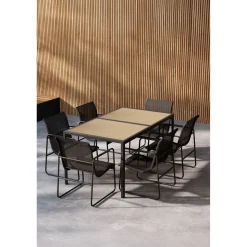 Ruokailuryhmä Venture Home Lampedusa, 160x90cm ruokapöytä + 6 tuolia, ruskea