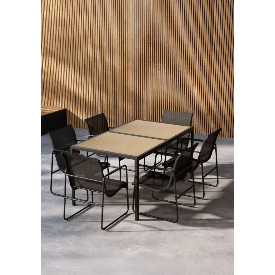Ruokailuryhmä Venture Home Lampedusa, 160x90cm ruokapöytä + 6 tuolia, ruskea