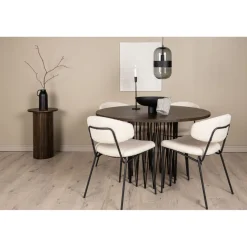 Ruokailuryhmä Venture Home, ruskea Stone-pöytä + 4 valkoista Chico-tuolia