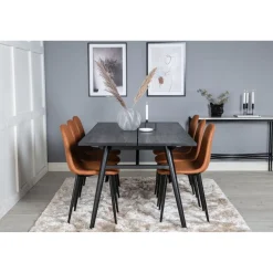 Ruokailuryhmä Venture Home, Sleek-ruokapöytä + 6 Polar-tuolia