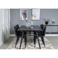 Ruokailuryhmä Venture Home, Sleek-ruokapöytä + 6 Polar-tuolia