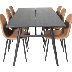 Ruokailuryhmä Venture Home, Sleek-ruokapöytä + 6 Polar-tuolia