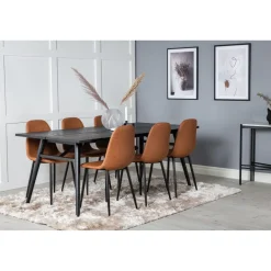 Ruokailuryhmä Venture Home, Sleek-ruokapöytä + 6 Polar-tuolia