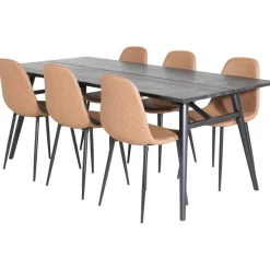 Ruokailuryhmä Venture Home, Sleek-ruokapöytä + 6 Polar-tuolia