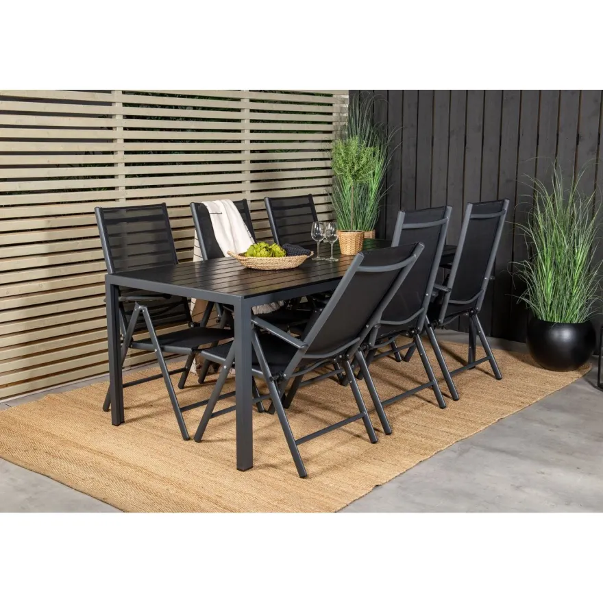 Ruokailuryhmä Venture Home, 205x90cm Break-pöytä + 6 Break-säätötuolia