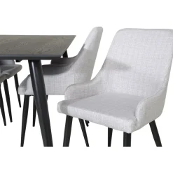 Ruokailuryhmä Venture Home, 180x90cm Dipp-pöytä + 6 harmaata Plaza-tuolia