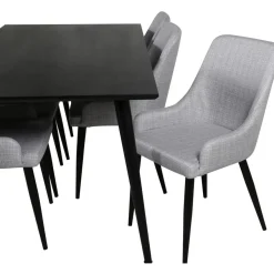 Ruokailuryhmä Venture Home, 180x90cm Dipp-pöytä + 6 harmaata Plaza-tuolia