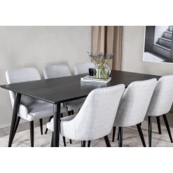 Ruokailuryhmä Venture Home, 180x90cm Dipp-pöytä + 6 harmaata Plaza-tuolia