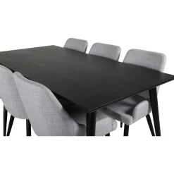 Ruokailuryhmä Venture Home, 180x90cm Dipp-pöytä + 6 harmaata Plaza-tuolia