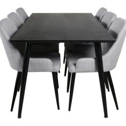 Ruokailuryhmä Venture Home, 180x90cm Dipp-pöytä + 6 harmaata Plaza-tuolia