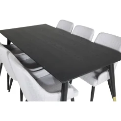 Ruokailuryhmä Venture Home, 180x90cm Dipp-pöytä + 6 harmaata Plaza-tuolia