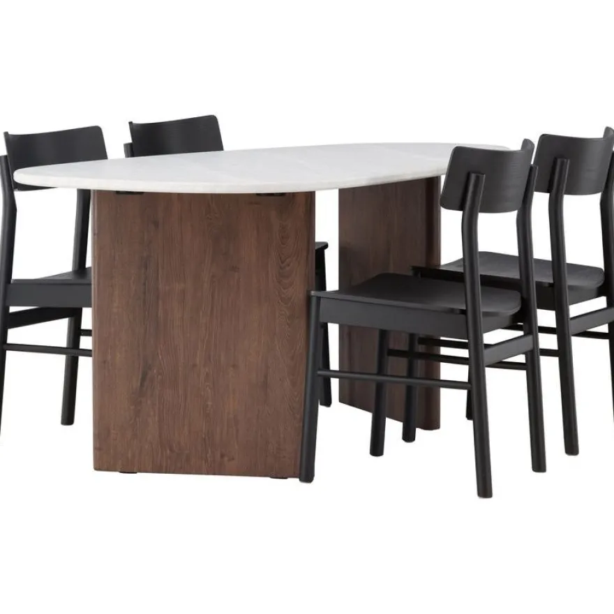 Ruokailuryhmä Venture Home, 180x90cm Grönvik-pöytä + 4 Montros-tuolia