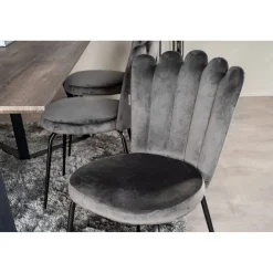 Ruokailuryhmä Venture Home, 180x90cm harmaa/musta Marina-pöytä+ 6 harmaata Limhamn Light -tuolia, sametti