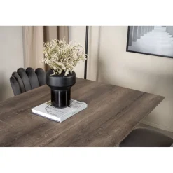Ruokailuryhmä Venture Home, 180x90cm harmaa/musta Marina-pöytä+ 6 harmaata Limhamn Light -tuolia, sametti
