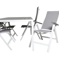 Ruokailuryhmä Venture Home, 150x90cm harmaa/valkoinen Break-pöytä + 4 harmaa/valkoista Albany-taittotuolia