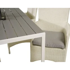 Ruokailuryhmä Venture Home, 150x90cm harmaa/valkoinen Break-pöytä + 4 valkoista Malin-tuolia