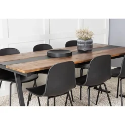 Ruokailuryhmä Venture Home, 200x90cm Jakarta-pöytä + 6 mustaa Arctic-tuolia