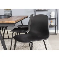 Ruokailuryhmä Venture Home, 200x90cm Jakarta-pöytä + 6 mustaa Arctic-tuolia