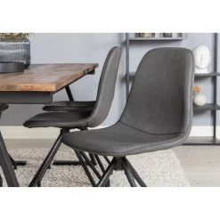 Ruokailuryhmä Venture Home, 200x90cm Jakarta-pöytä + 6 mustaa Polar-tuolia, pyörimisominaisuus, keinonahka