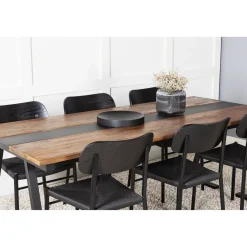 Ruokailuryhmä Venture Home, 200x90cm Jakarta-pöytä + 6 mustaa Polly-tuolia